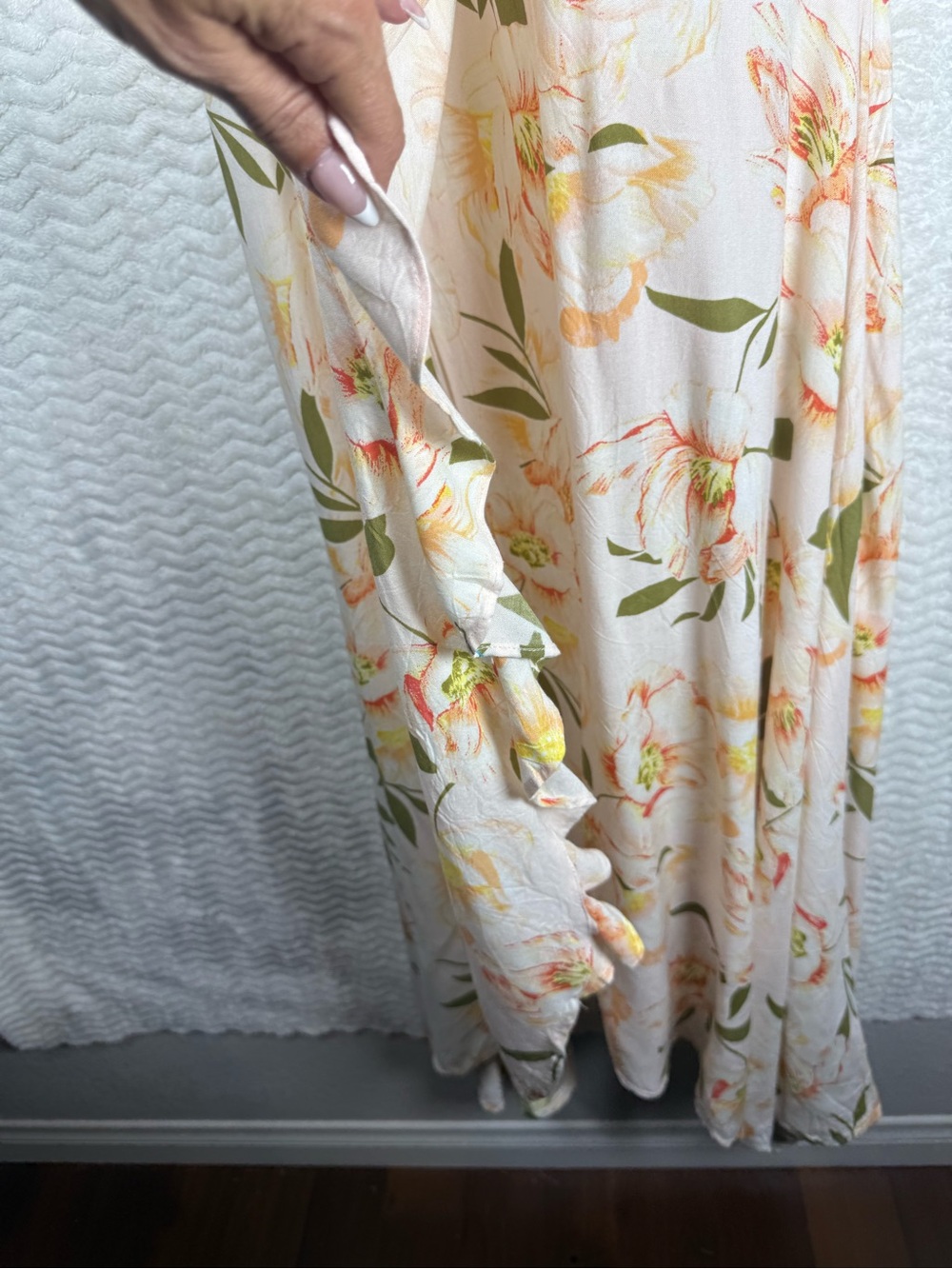 Floral Harlow & Rose High-Low Dress in Peach - Women's Summer Dress - Picture 6 of 8